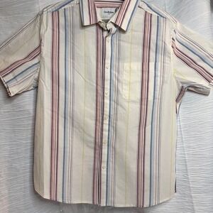 Goodfellow‎ Vacay Short Sleeve Button Up Cotton/Spandex Nostalgic Stripe Mens L
